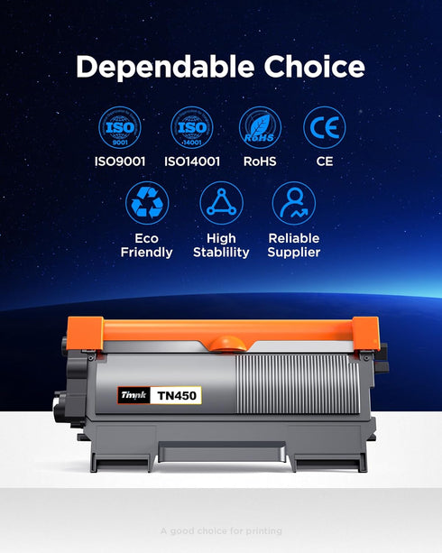 TN450 (2 Black) High Yield Compatible Toner Cartridge Replacement for Brother TN420 TN-450, 2 Pack
