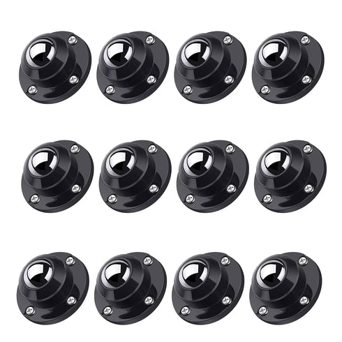 PlusRoc 12 Pack Self Adhesive 1 Inch Caster Wheels for Furniture, 28LBS Load Capacity, Low Profile Swivel Wheels