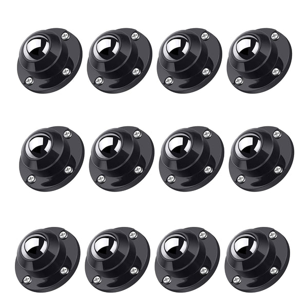 PlusRoc 12 Pack Self Adhesive 1 Inch Caster Wheels for Furniture, 28LBS Load Capacity, Low Profile Swivel Wheels