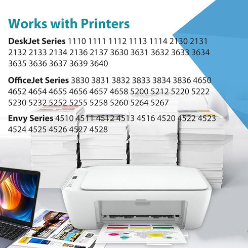 Remanufactured Ink Cartridge Replacement for HP 63XL 63 XL (Black 2-Pack), Works with 3830 4650 4652 4655 5200 5252 5255