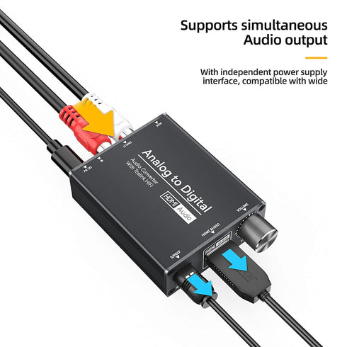 kiisdaa 3.5mm PS4, Analog to TOSLINK Digital Optical Audio and HDMI Audio Converter, AUX Jack, Volume Adjustment