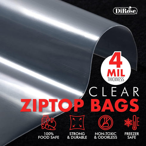 Reclosable Poly Zip Top Bags, 5" x 8" (100 Count), 4 Mil Resealable Plastic Bags for Crafts
