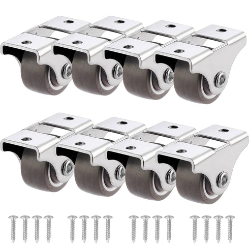 1 Inch Fixed Caster Wheels, Small Caster Wheels + Screws, Low Profile Castor, Set of 8 No Floor Marks Silent Casters