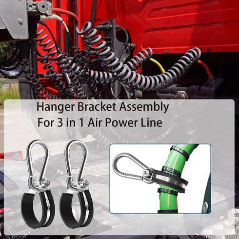 4 Pack Stainless Steel Hanger Bracket Assembly, Rubber Cushion Airpower Line Clamp for 3-in-1 Tractor Trailer