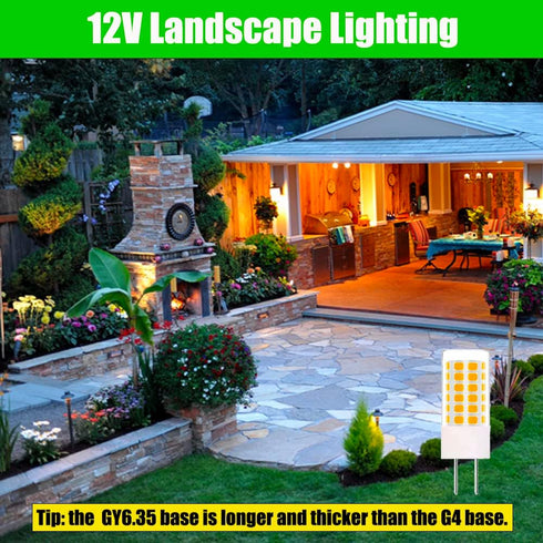 GY6.35 LED Bulbs 12V, T4 JC Type Bi-Pin Base, Warm White 3000K, 35W Halogen Replacement, Non-Dimmable, 4-Pack