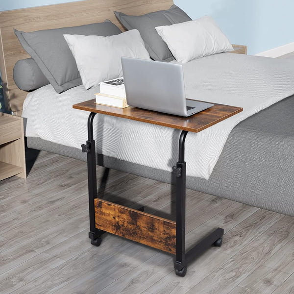 NAICKUC Standing Desk - Side Table Adjustable Height, Portable Laptop Cart, C-Shaped Bed