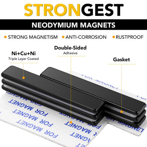 DIYMAG Neodymium Bar Magnets, Powerful Permanent Rare Earth Magnets, Pack of 6, 60 x 10 x 3mm