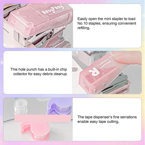 Could Spark 7Pack Mini Office Supply Kit Mini School Supplies Kit with Cute Case Scissors Hole Punch Highlighter