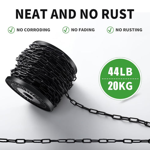50 1/12" (2mm 50ft) ft Metal Hanging Chains Fixture Chain Decorative Black Chain Light Duty Chain Utility Chains