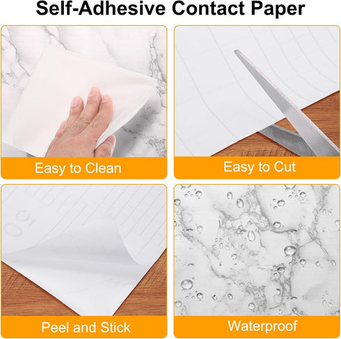 uxcell Marble Contact Paper, 15.7"x118" Self-Adhesive Peel and Stick Wallpaper for Kitchen Countertop