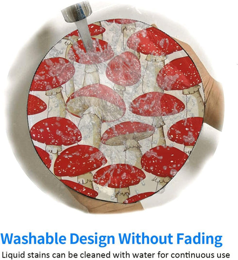 JaoXer 8-Inch Red White Mushroom Round Mouse Pad - Your Desk Companion for Office, Desktop, Laptop, Personal Computers
