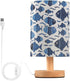 Generic Blue Fish Small Desk Lamp for Bedroom Nightstand Bedside Lamps with USB