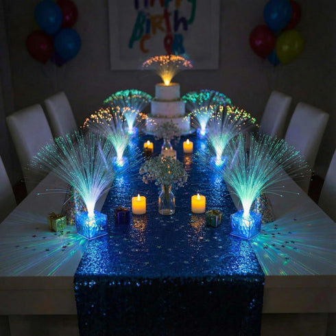 Decorations(6 Inch,Blue) Amylove Mini Fiber Optic Lamp Bulk LED Light Color Changing Table Centerpiece Glow in The Dark