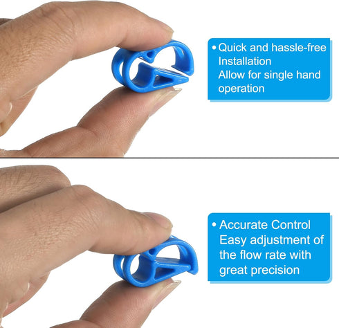 PATIKIL 2Pcs Plastic Tube Clamps, Adjustable 3/16" - 5/16" Tube OD Hose Clamp Clip for Laboratory Pinch Valve, Blue
