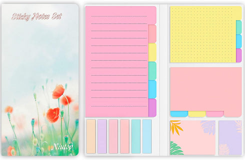 Sticky Notes Set, Post Self-Stick Notes Pads for Journaling Notebook Planner Study, Office Supplies College Essentials Back to School Supplies for High School Students Teen Girl Gifts Preppy by Niutop