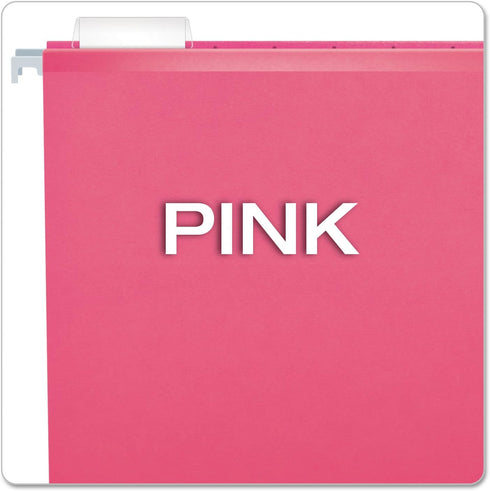 Pendaflex Reinforced Hanging File Folders, Pink, Letter Size, 25/BX, 1/5 Cut (4152 1/5 PIN)