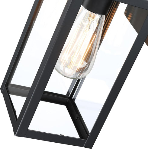 12 Lights-12 Inch Black Wall Sconce Outdoor Wall Light,Exterior Sconce Steel and Glass Outdoor Porch Light, Black