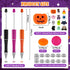 Halloween Beadable Pens, Plastic Bead Pens with 12 Pcs Silicone Beads, Pumpkin Bat Skull for Halloween Gifts