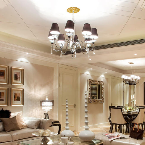 12 Inch Amosfun Gold Ceiling Medallion European Style Hollow Carved Round Base for Chandelier Home Lighting Fixtures