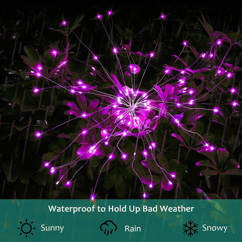 JJGoo Solar Garden Lights, 2 Pack 120 LEDs Solar Firework Lights for Outdoor Decor
