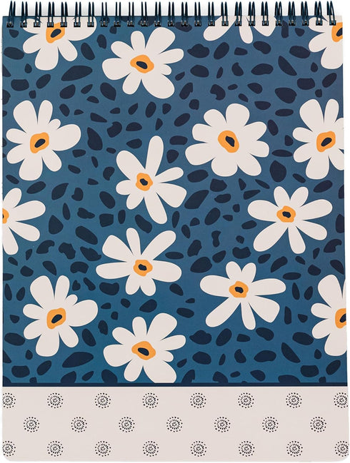 Steel Mill & Co Large Top Spiral Notebook, College Ruled, 11" x 8.5", Durable Hardcover, 160 Lined Pages, Leopard Daisy