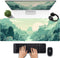 Cute Pastel Mint Green Forest Sage Desk Mat, Aesthetic Sunrise Anime Large Gaming Mouse Pad XL, 31.5"x11.8" with