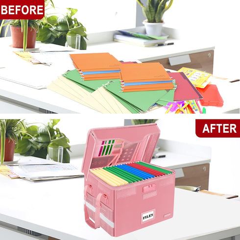 DocSafe File Box Fireproof Document Box with Lock, Collapsible Portable File Box for Home Office