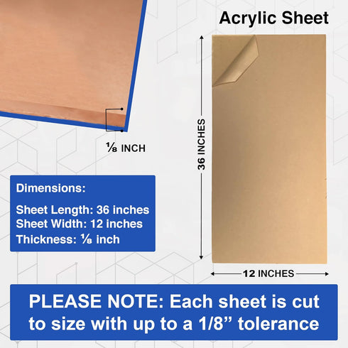 Duco Clear Cast Acrylic Sheets 1/8" Thick - 12" x 36" Cut to Size Plexiglass Sheets for Crafts and Projects