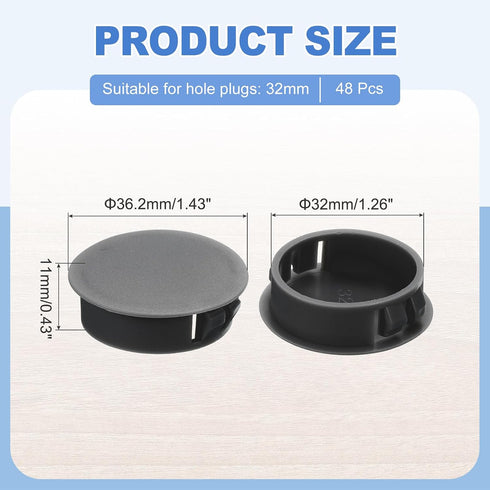 48Pcs 1 7/16" 7/16"(DxH) Holes(32mm), MECCANIXITY Plastic Hole Plugs, x Hole Cover Tubing End Cap for Round Table Chair