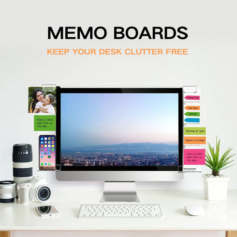 Set of 2 Monitor Memo Boards for Computer, Multifunction Acrylic Screen Message Reminder Pad with Phone Holder
