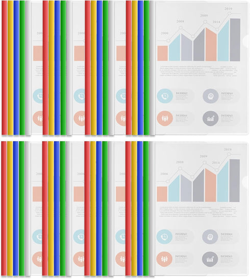 Clear Report Covers Binditek 40 Pack with Sliding Bars, 5mm Sliding Bar File Folder Binder, 25 Sheet Capacity, 5