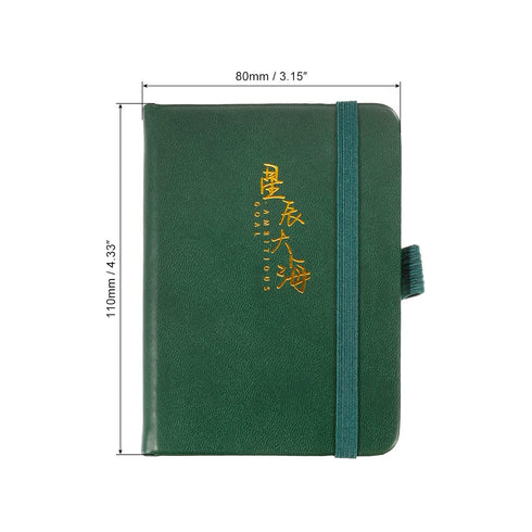 PATIKIL A7 Pocket Notebook, 2 Pack 100 Sheets 80 Gsm Thick Lined Paper 4.3x3.1 Hardcover Mini Memo Pads for Business Office, Dark Green