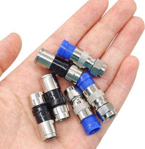 Taiss Coax Cable Crimper Tool Kit, 20 PCS F Style RG59 RG6 Compression Connectors, Coaxial Cable Stripper