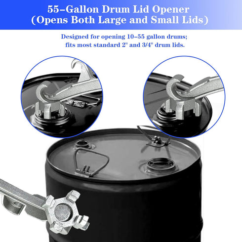 3-in-1 Drum Bung Wrench Opener, Aluminum Tool for 55 Gallon Drum Lids and 5 Gallon Paint Buckets