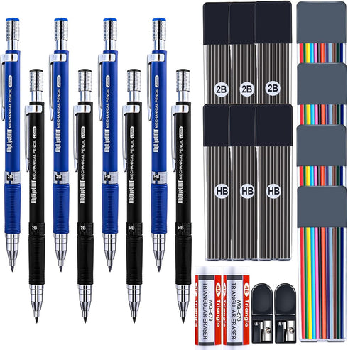 MyLifeUNIT 22 Pcs 2.0 mm Mechanical Pencils Set, 8 Pcs Lead Pencils with 10 Case Lead Refills for Drawing
