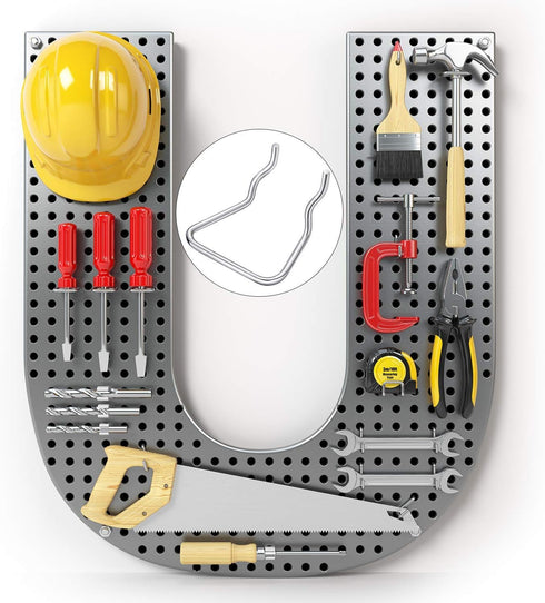Pegboard Plier Holders, Stainless Steel Double Loop Hooks, 30 Pieces Accessories for Shop Store Supermarket Organizer