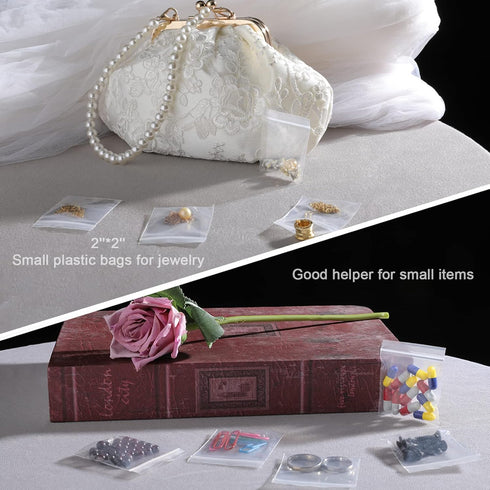Mini Ziplock Bags 2x2 - 400pcs Transparent Small Plastic Bags for Jewelry, Pills, Coins