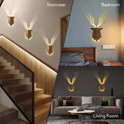 Modern Deer Sconce Antler Wall Lamp with Remote Control, Rechargeable Wall LED Night Light, Ambient Lighting for Indoor