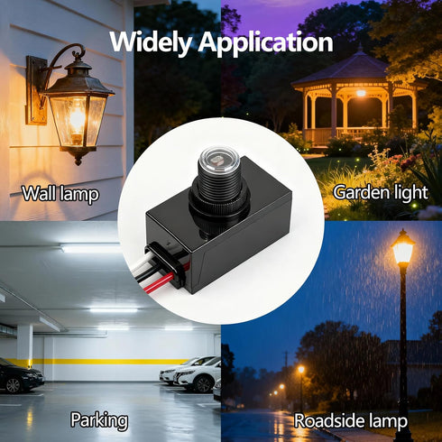 SSGP 2-Pack Photocell Light Sensor for Outdoor Use - Black Dusk to Dawn Control Switch