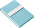 JuneLsy Professional Business Card Holder Case, PU Leather Metal Name Card Holder for Men & Women (Light Blue)