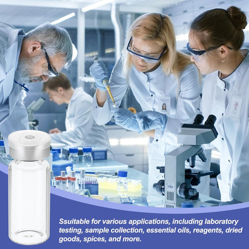 PATIKIL 10ml Sample Vials, 20 Pack Empty Borosilicate Glass Vials with Butyl Rubber Stopper and Caps