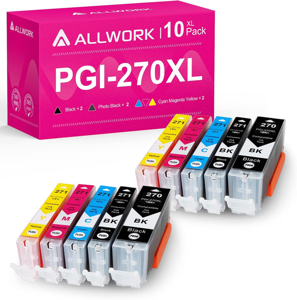 PGI270XL CLI271XL Compatible Ink Cartridges for Canon PGI-270XL CLI-271XL (10 Pack) for PIXMA MG5720