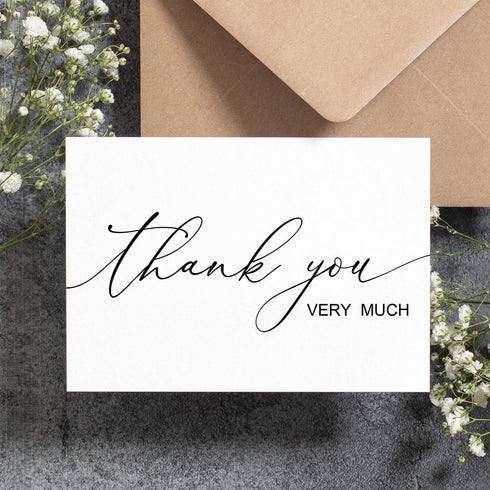 5 3.75 Inch 100-Pack, GIFTSFARM Thank You Cards with Kraft Envelopes & Stickers, x Minimalist Design, White