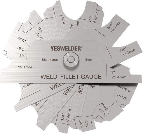 YESWELDER MG-11 Metal Weld Fillet Gages Set (7PCS) for Welding Inspection Test Ulnar MM & Inch