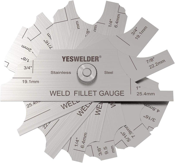 YESWELDER MG-11 Metal Weld Fillet Gages Set (7PCS) for Welding Inspection Test Ulnar MM & Inch