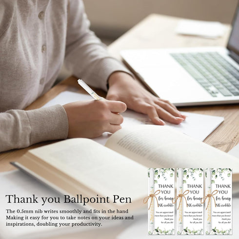 Fulmoon 50 Sets Employee Appreciation Gifts - Thank You Sign Ballpoint Pens with Greeting Cards for Teacher Office Staff