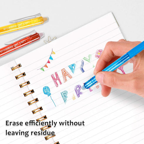 Erasable Gel Pens, 18 Colors Retractable Fine Point Clicker Pens for Drawing, Writing Planner, Crossword Puzzles