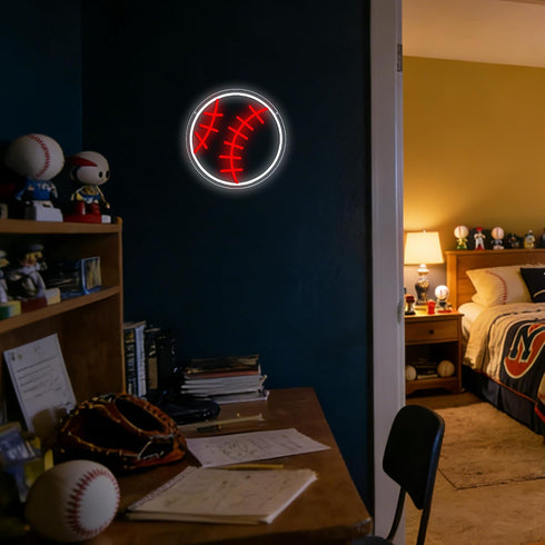Allball Gifts(11.8*11.8 Baseball Neon Sign, Baseball Player Neon Light USB Powered Unique Gifts for Teenagers LED Sign
