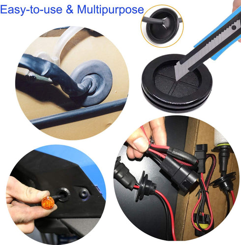 ECUDIS 1-3/16" ID Rubber Grommets, 1-1/2" Drill Hole Plugs for Wire Protection (Round, 8 Pcs)