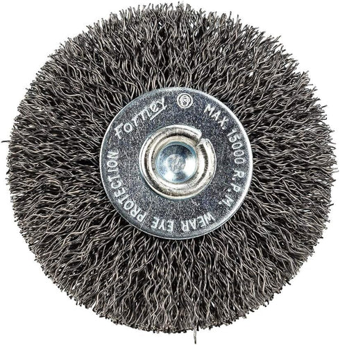 Forney 60015 Wheel Brush, 2-1/2-Inch Coarse Crimped Wire with 1/4-Inch Shank